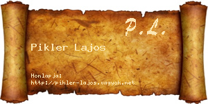 Pikler Lajos névjegykártya